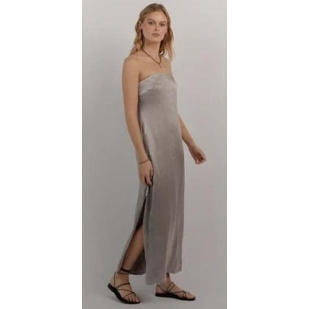 NWT DISSH Mia Pewter Strapless Satin Dress NWT Sz. 10